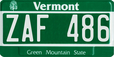 VT license plate ZAF486
