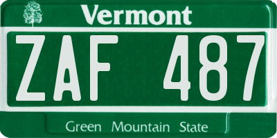 VT license plate ZAF487