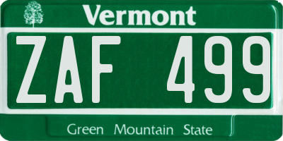 VT license plate ZAF499