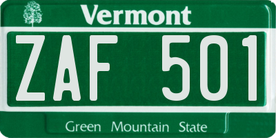 VT license plate ZAF501