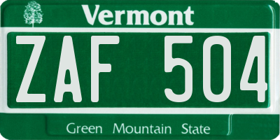 VT license plate ZAF504