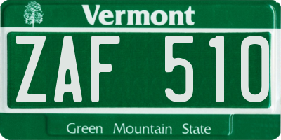 VT license plate ZAF510