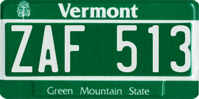 VT license plate ZAF513