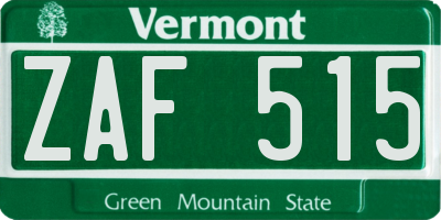 VT license plate ZAF515