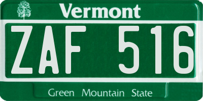VT license plate ZAF516