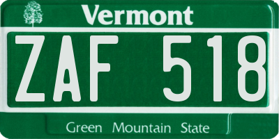 VT license plate ZAF518