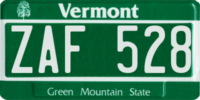 VT license plate ZAF528