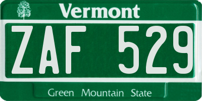 VT license plate ZAF529