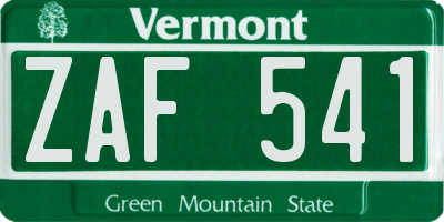VT license plate ZAF541