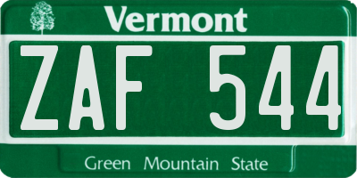 VT license plate ZAF544
