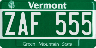 VT license plate ZAF555