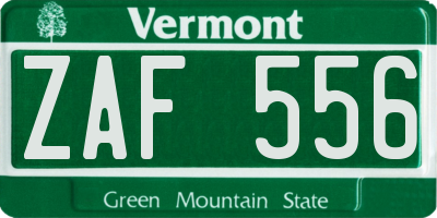 VT license plate ZAF556