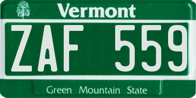 VT license plate ZAF559