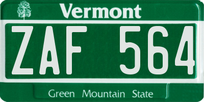 VT license plate ZAF564
