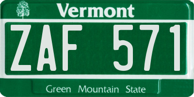 VT license plate ZAF571