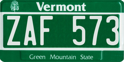 VT license plate ZAF573