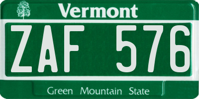 VT license plate ZAF576