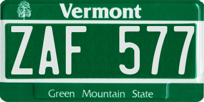 VT license plate ZAF577