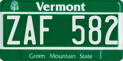 VT license plate ZAF582