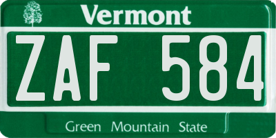 VT license plate ZAF584