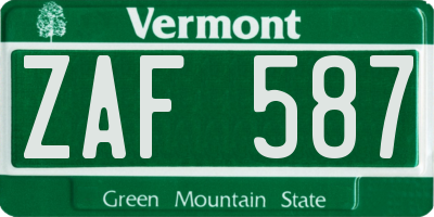 VT license plate ZAF587