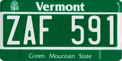 VT license plate ZAF591