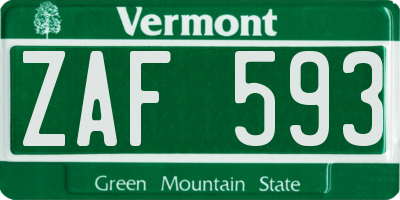 VT license plate ZAF593