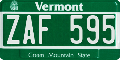 VT license plate ZAF595