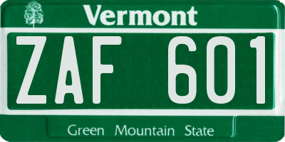 VT license plate ZAF601