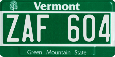VT license plate ZAF604
