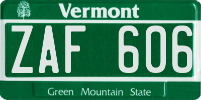 VT license plate ZAF606