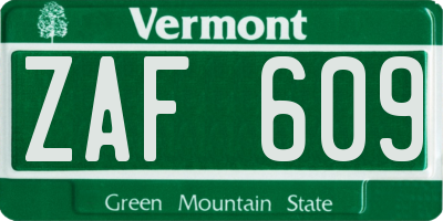 VT license plate ZAF609