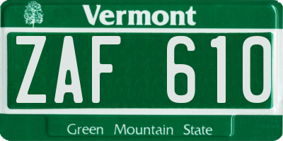 VT license plate ZAF610
