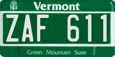 VT license plate ZAF611