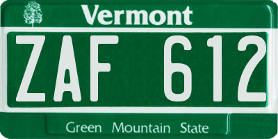 VT license plate ZAF612