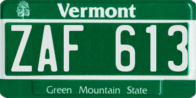 VT license plate ZAF613