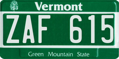 VT license plate ZAF615