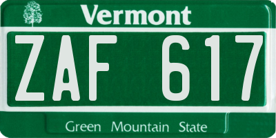 VT license plate ZAF617