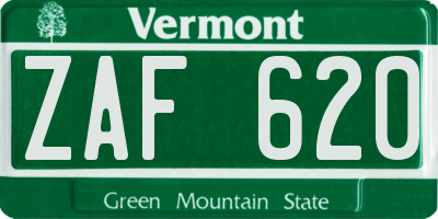 VT license plate ZAF620