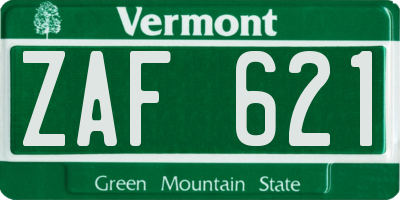 VT license plate ZAF621