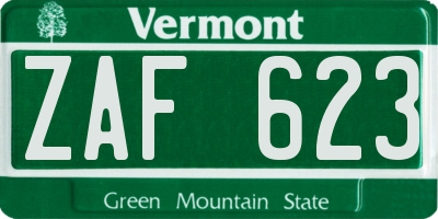 VT license plate ZAF623