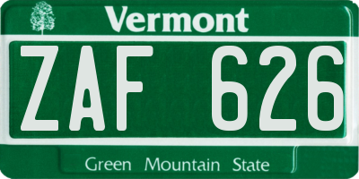 VT license plate ZAF626