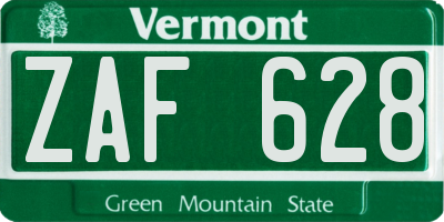 VT license plate ZAF628