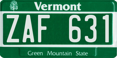 VT license plate ZAF631