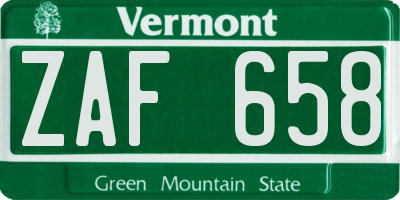 VT license plate ZAF658