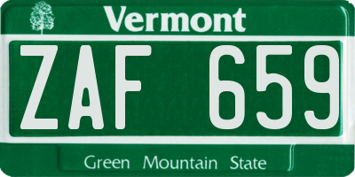 VT license plate ZAF659