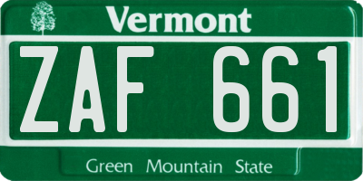 VT license plate ZAF661
