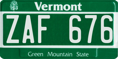 VT license plate ZAF676
