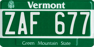 VT license plate ZAF677