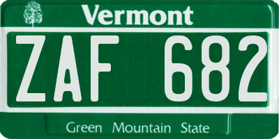 VT license plate ZAF682